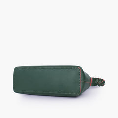 Army green purse with braided strap