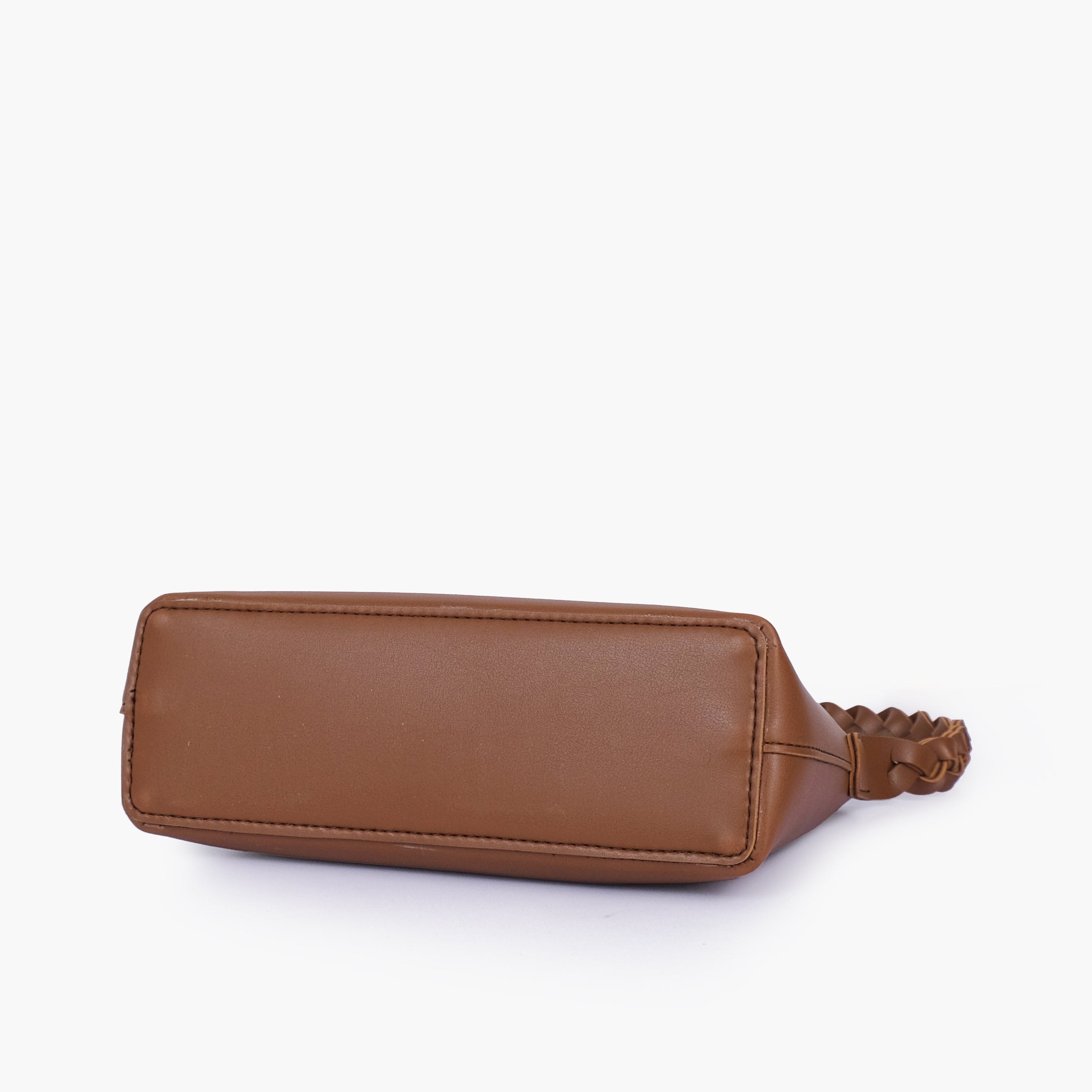Brown purse with braided strap