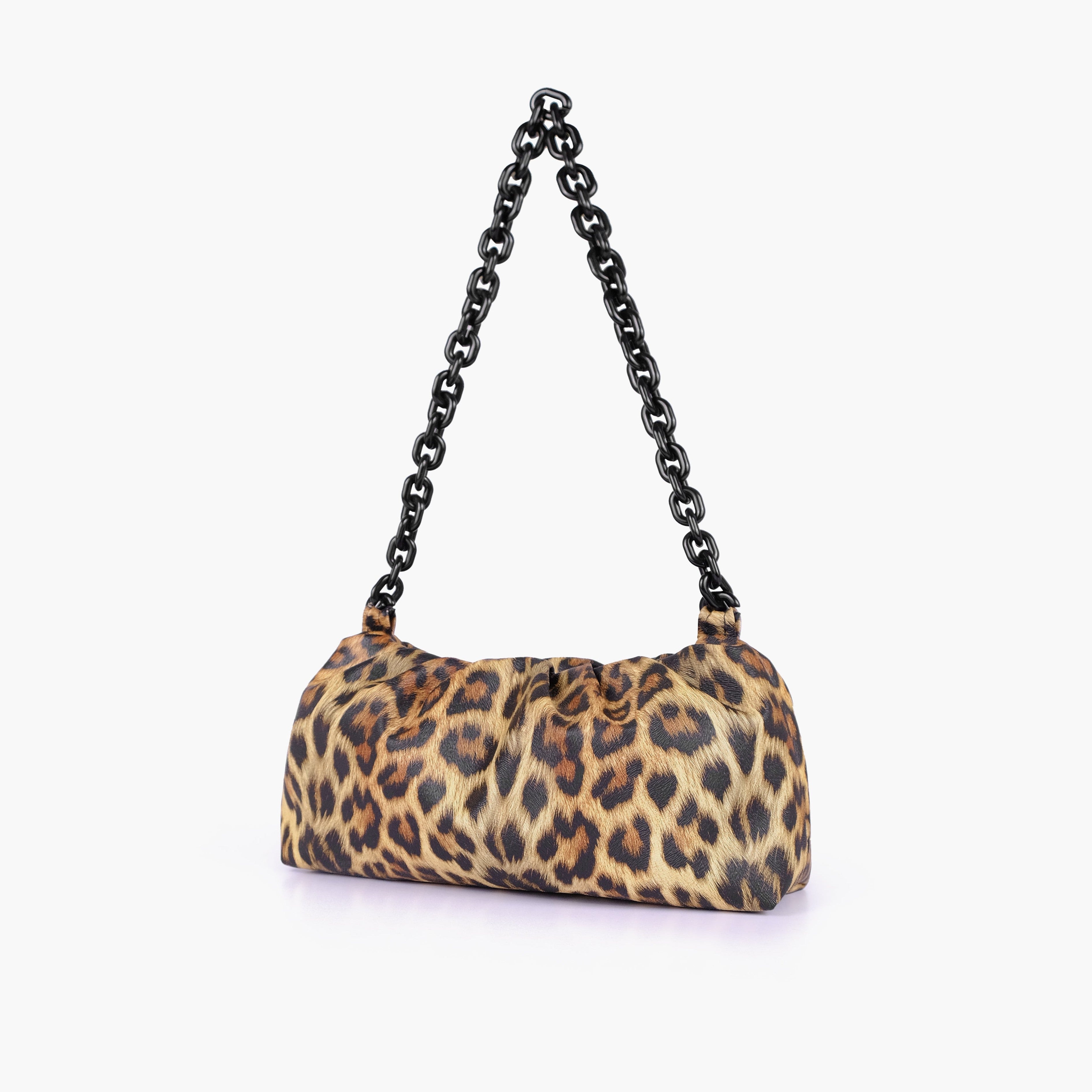 Beige leopard print cloud bag