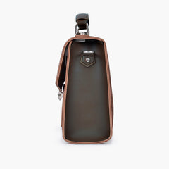 Dark brown suede push-lock messenger bag