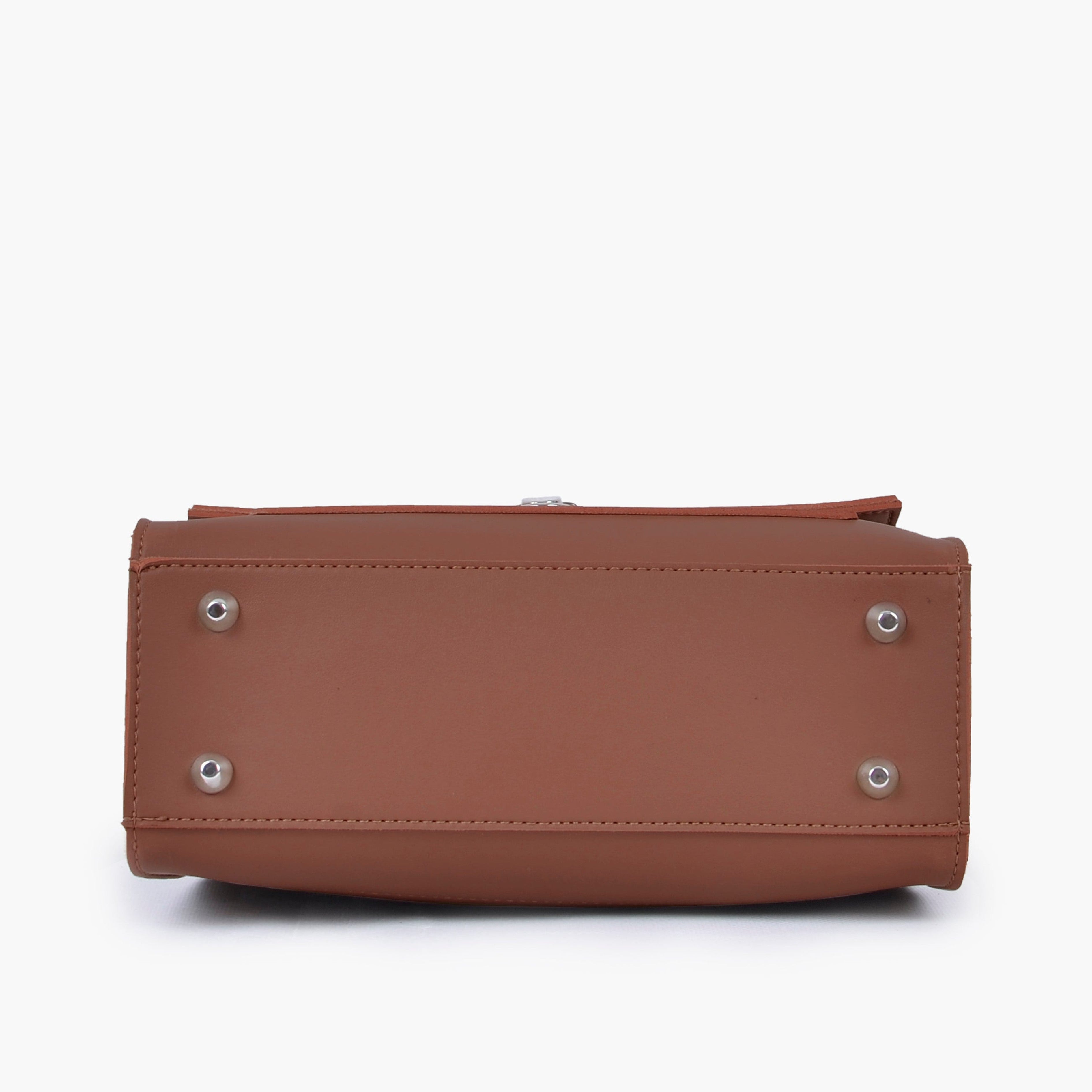 Brown push-lock messenger bag