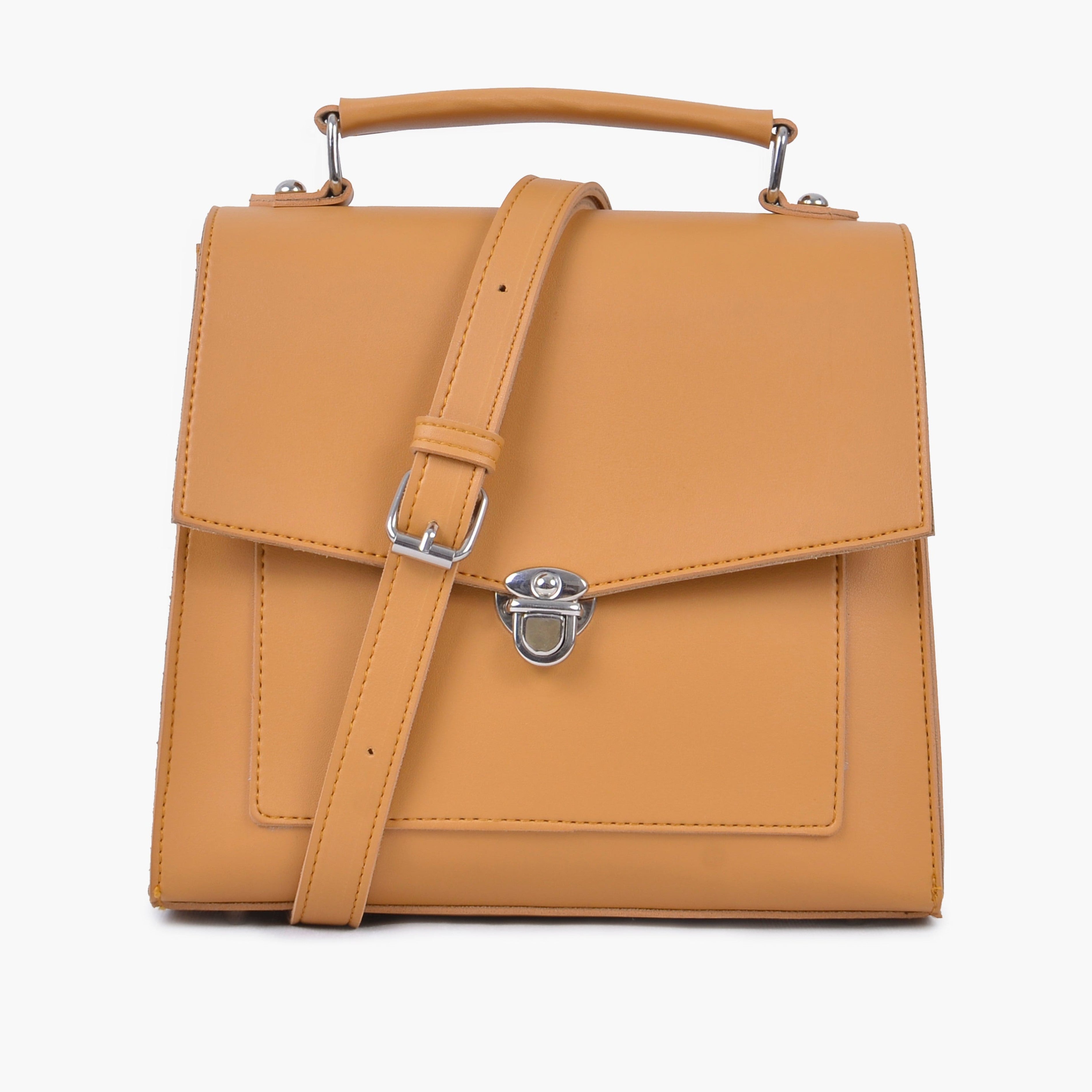 Mustard push-lock messenger bag