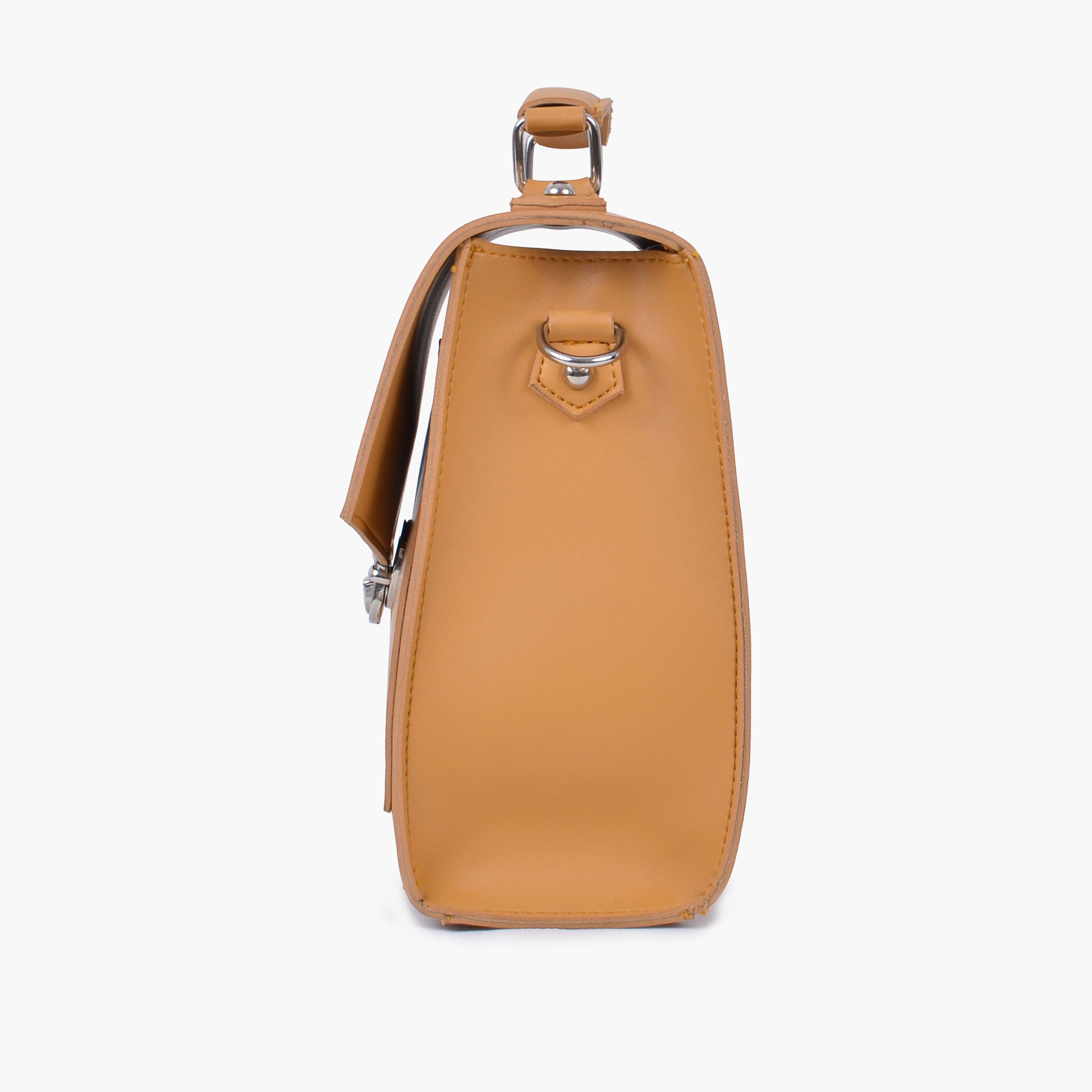 Mustard push-lock messenger bag