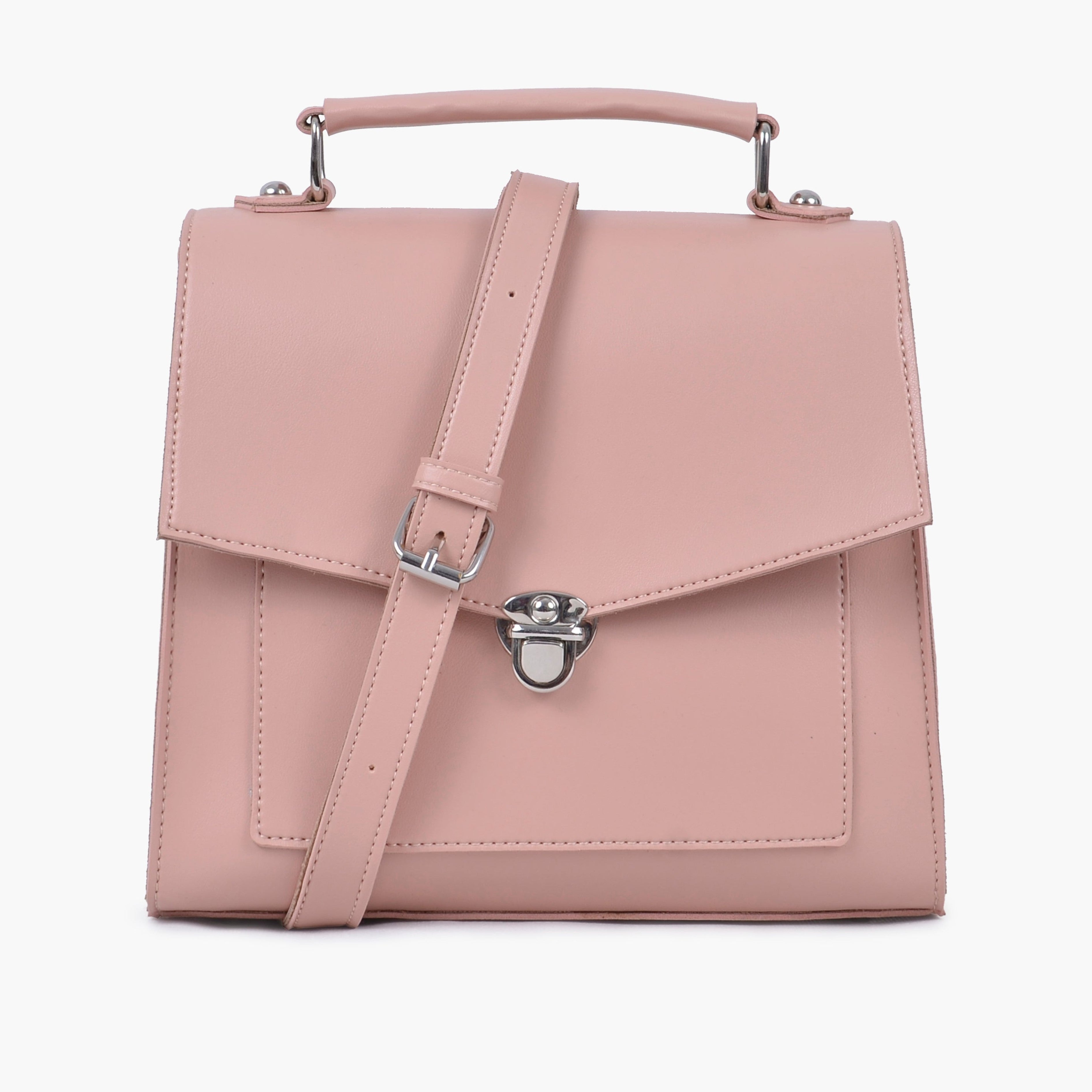 Peach push-lock messenger bag