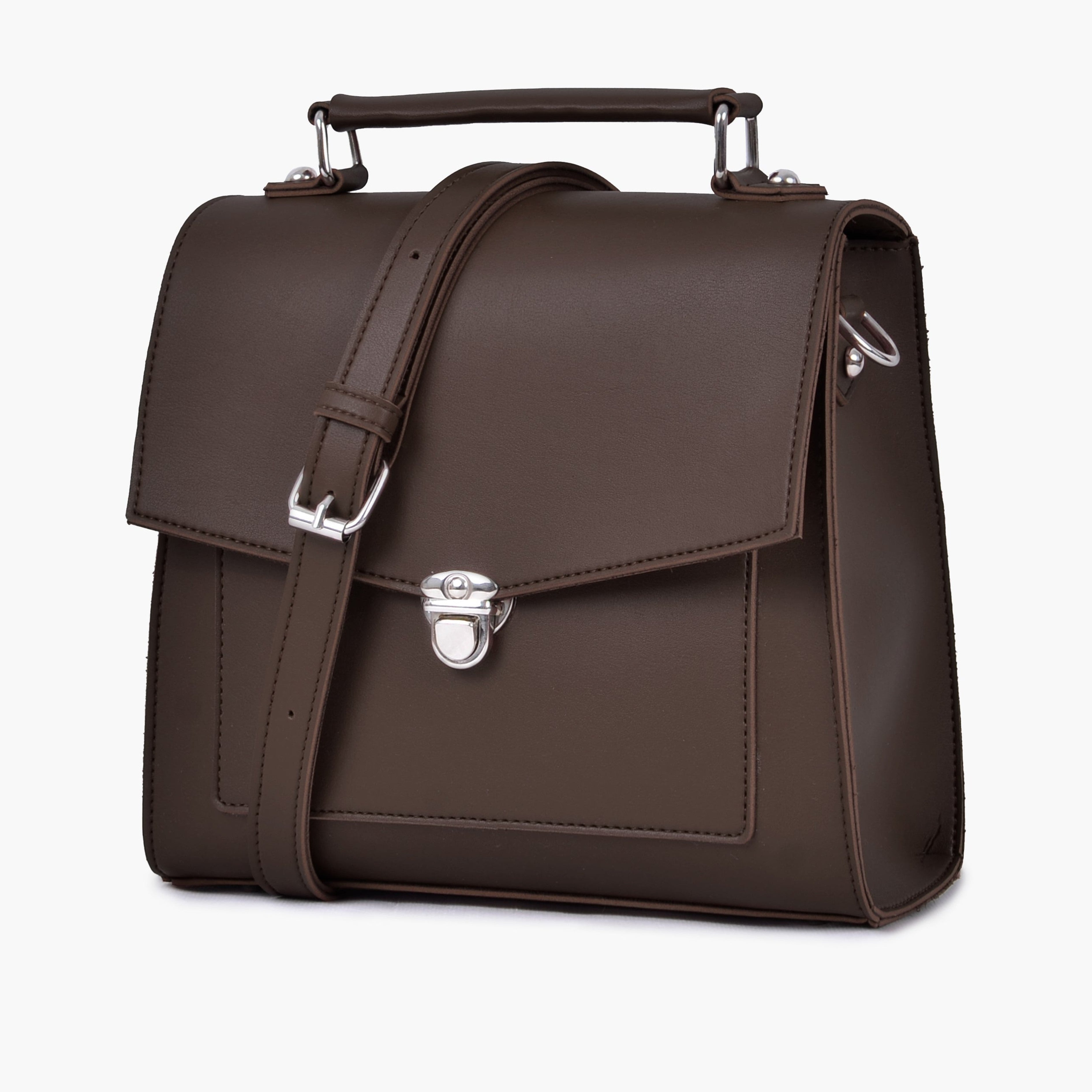 Dark brown push-lock messenger bag
