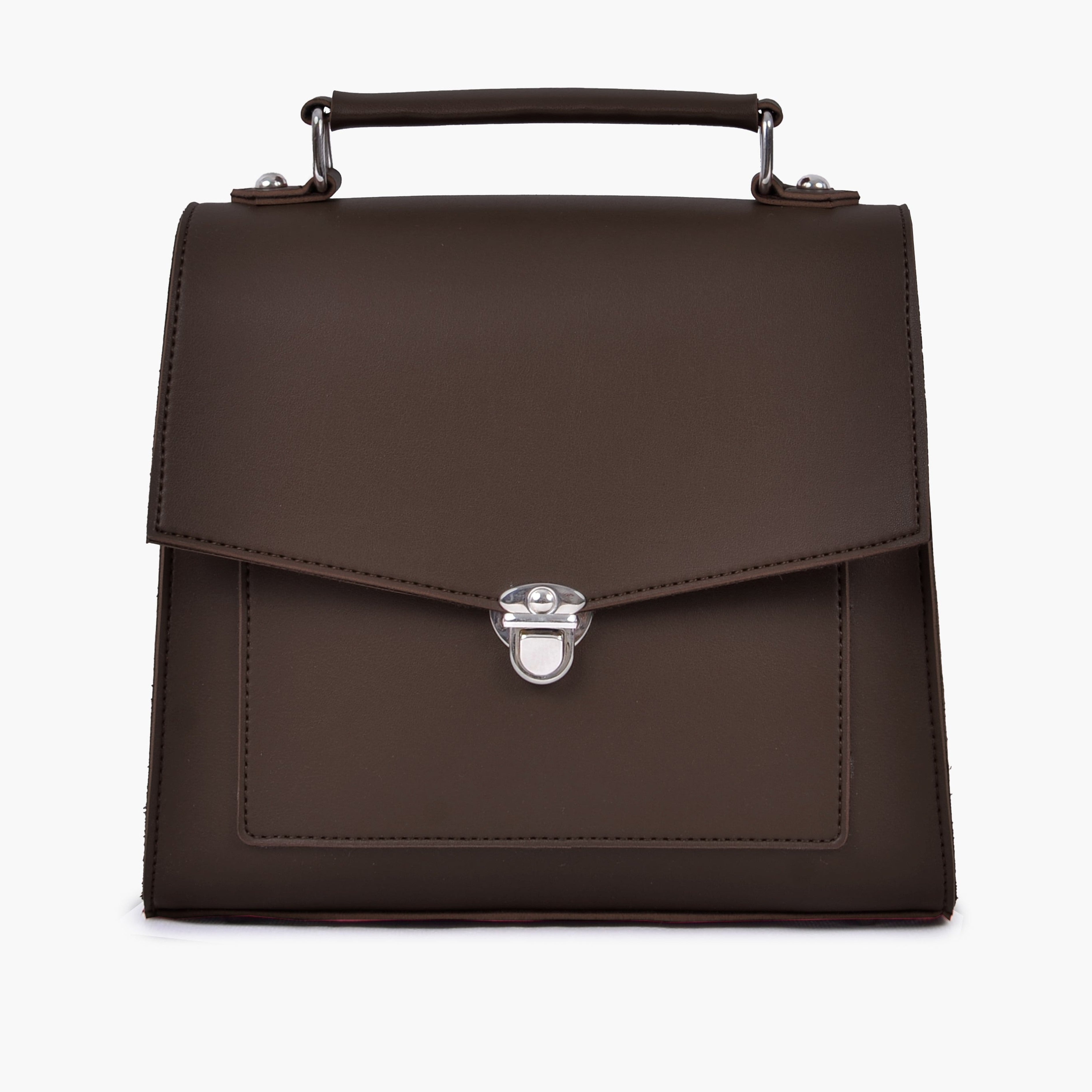 Dark brown push-lock messenger bag