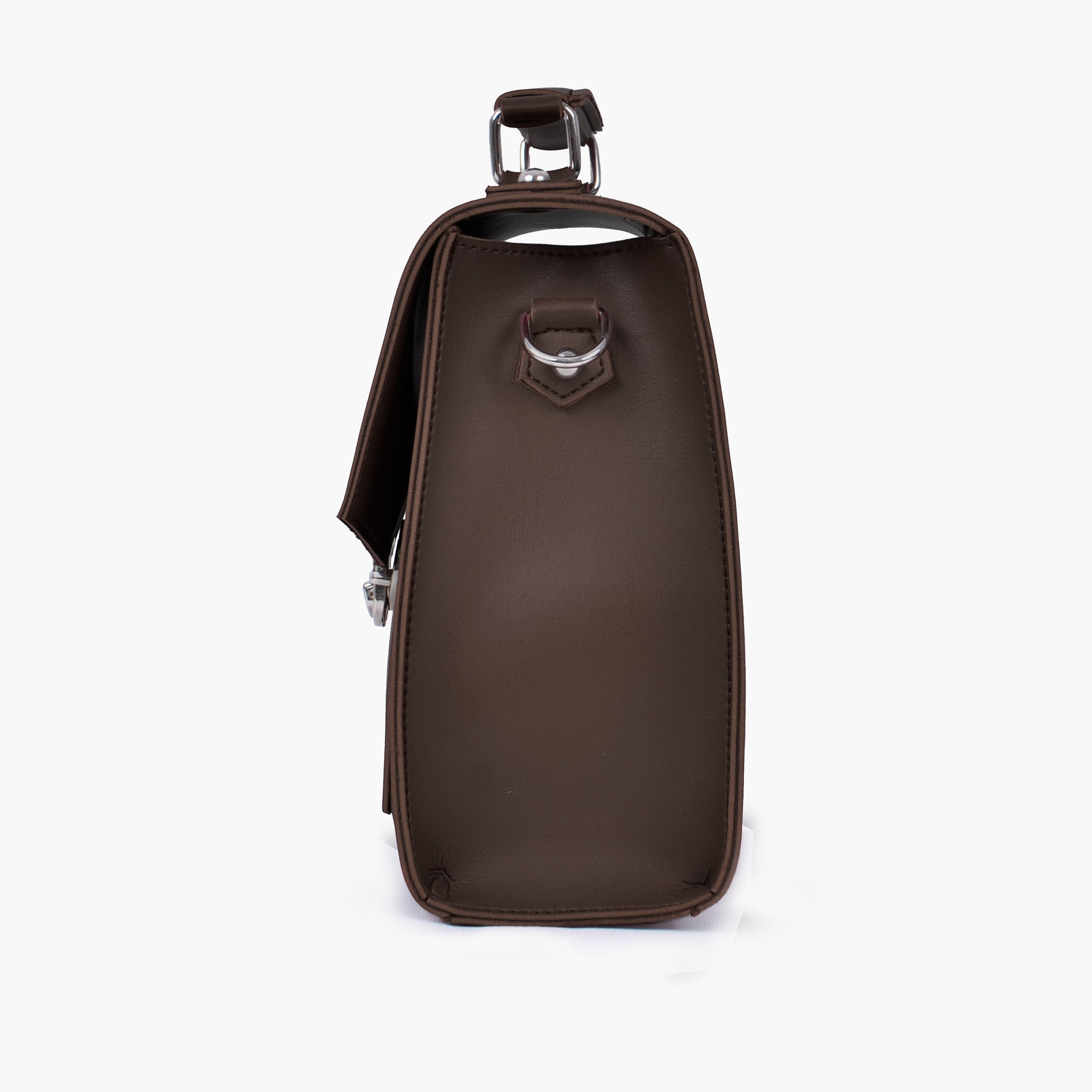 Dark brown push-lock messenger bag