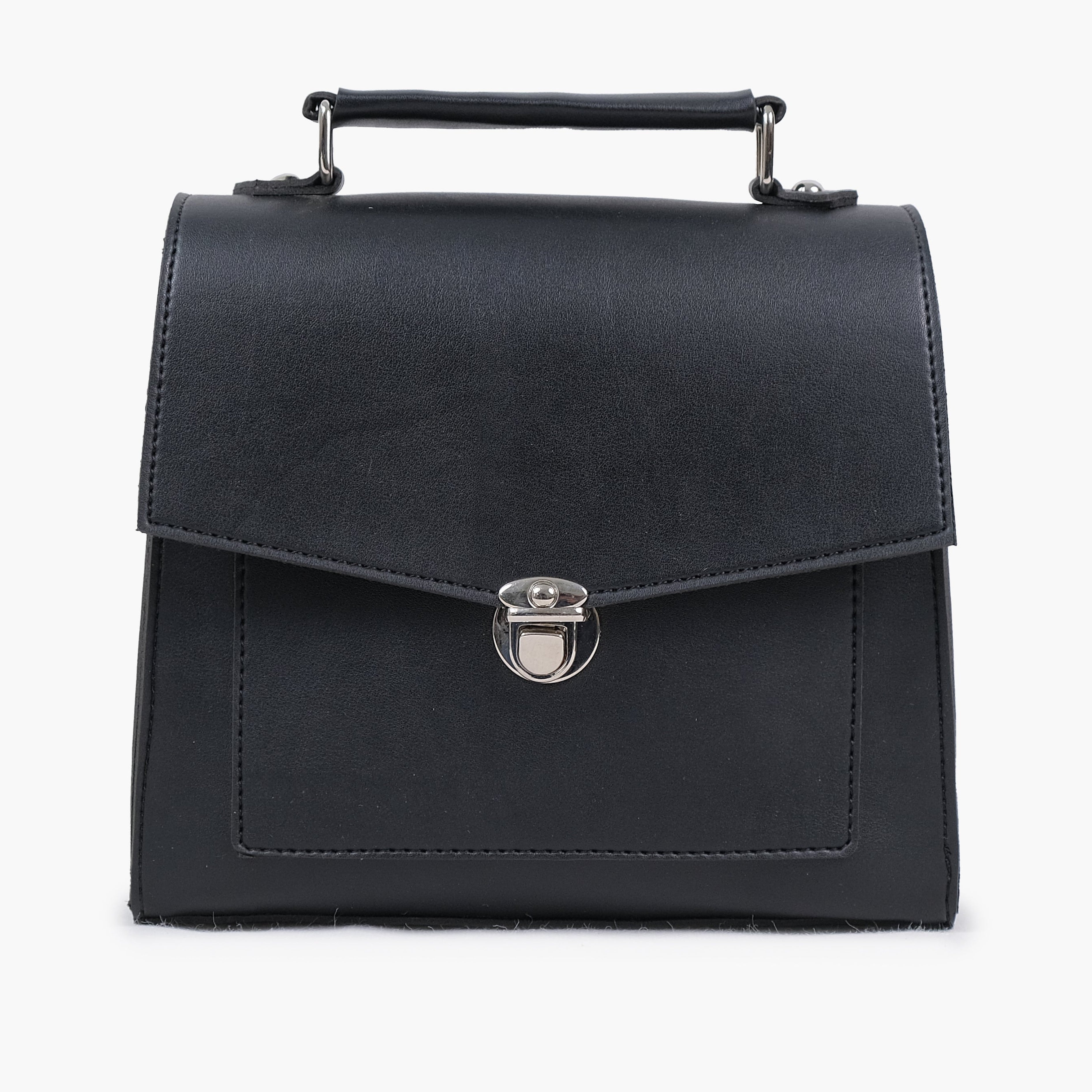 Black push-lock messenger bag