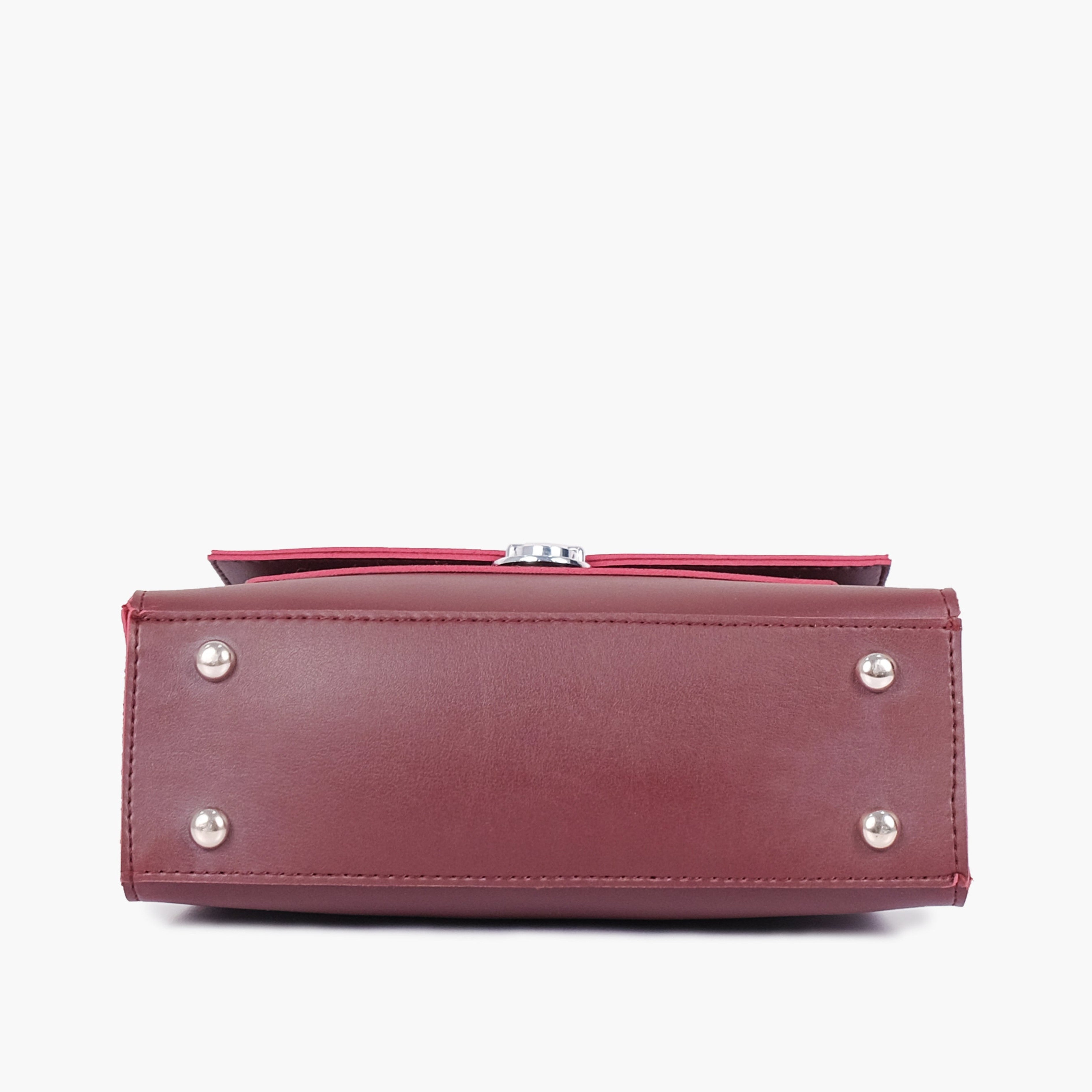 Burgundy push-lock messenger bag