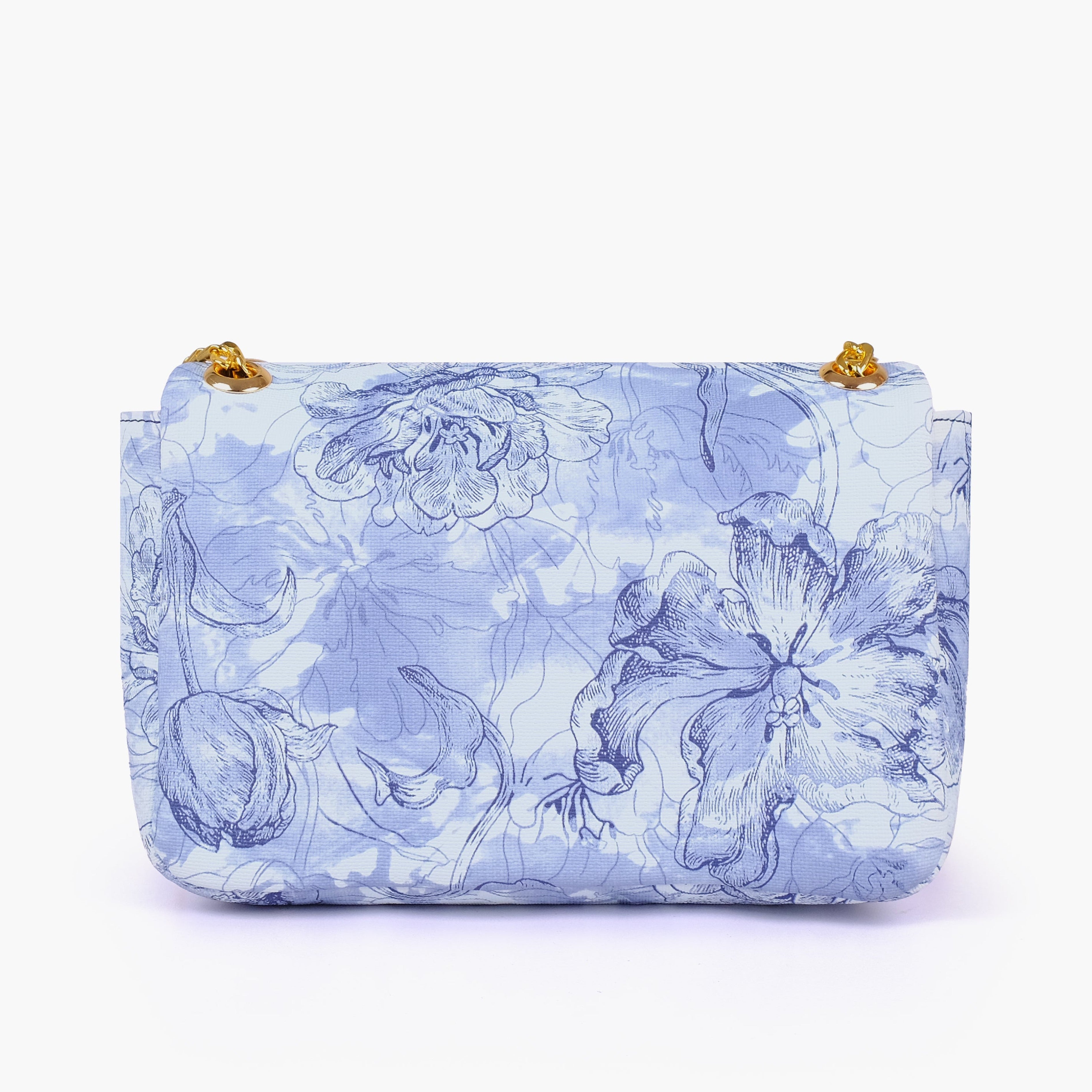 Blue printed mini bag with chain