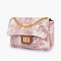 Horse brown printed mini bag with chain