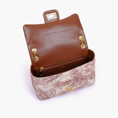 Horse brown printed mini bag with chain