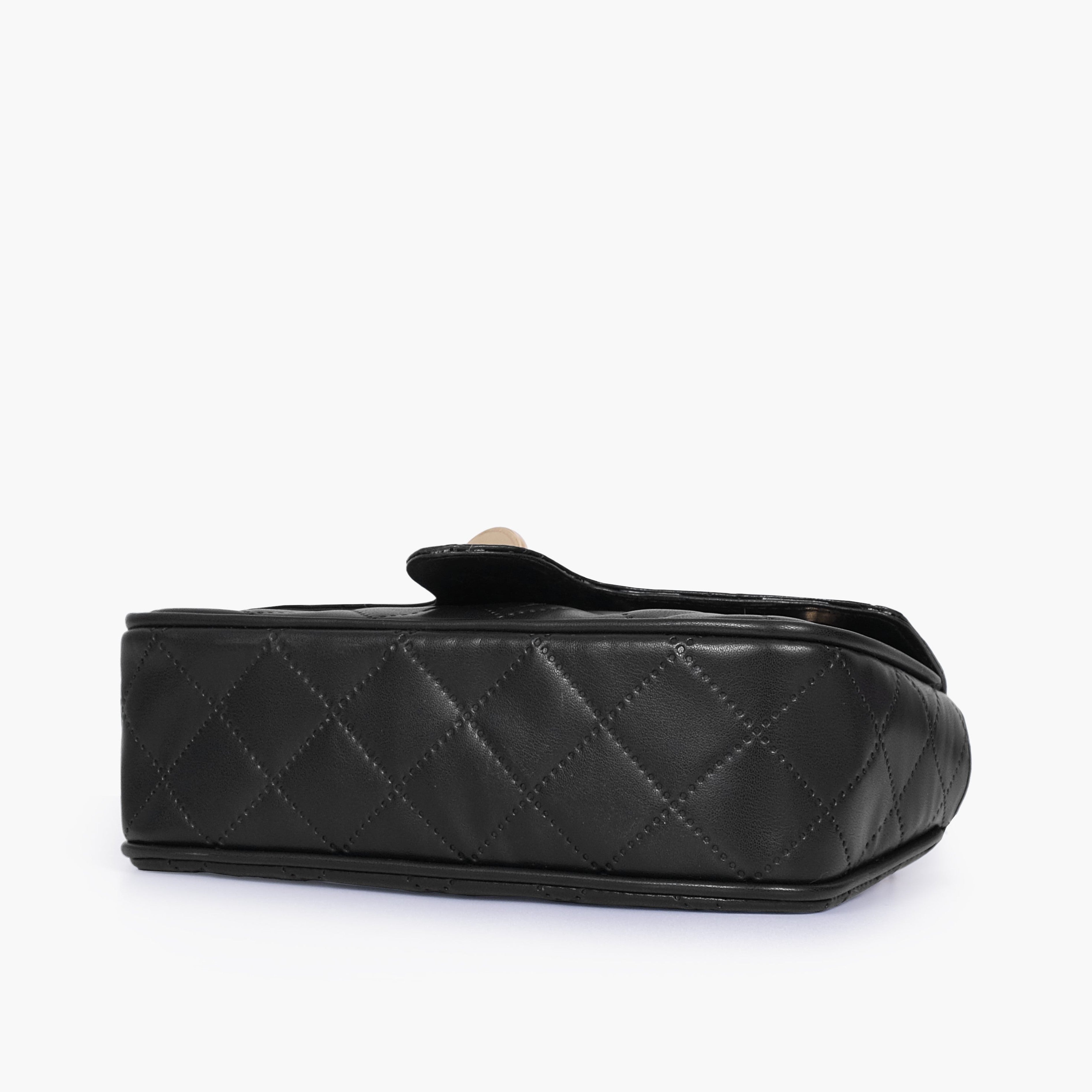 Black quilted small shoulder bag with chain