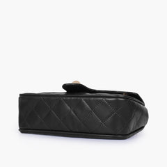 Black quilted small shoulder bag with chain