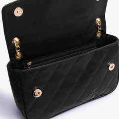 Black quilted small shoulder bag with chain