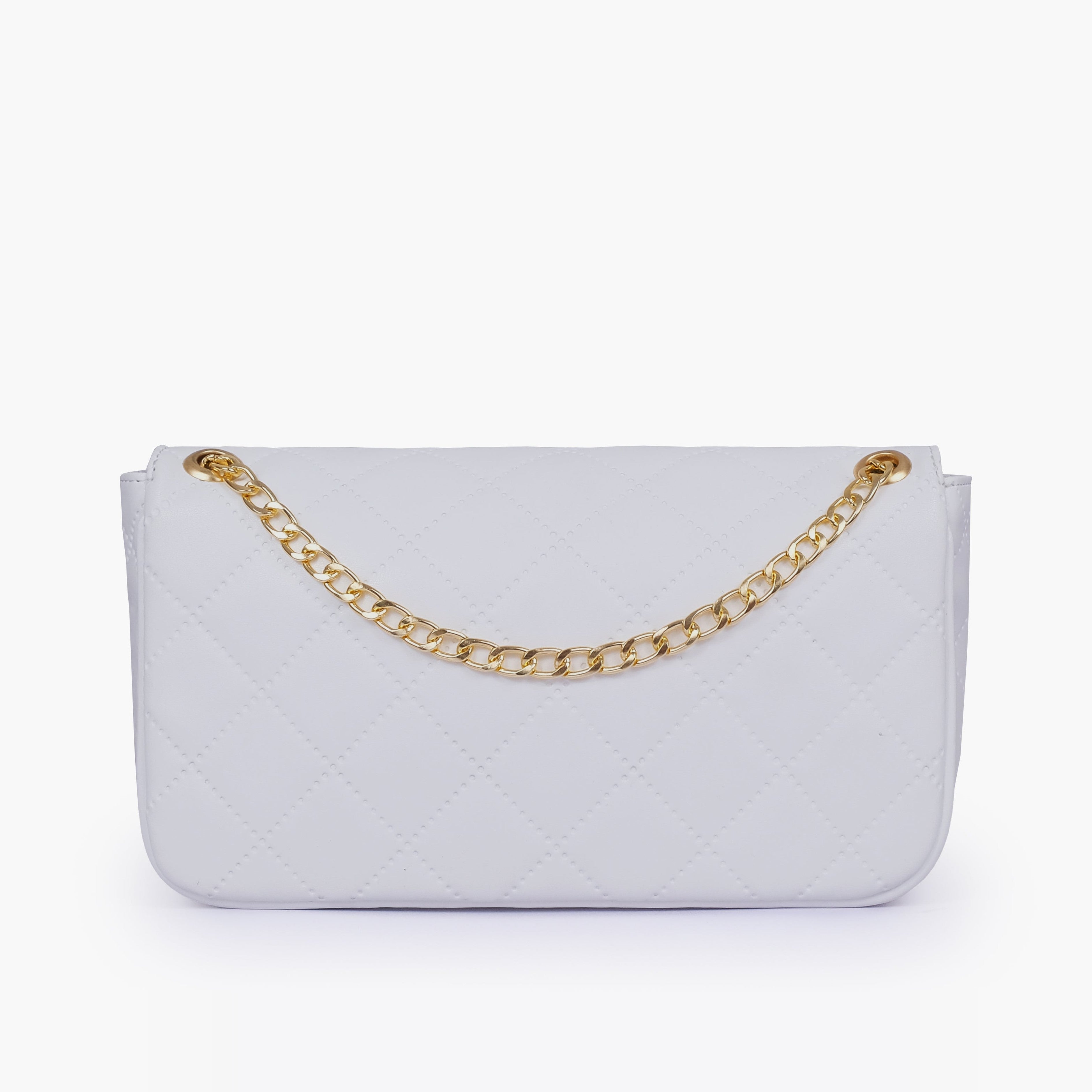 White quilted small shoulder bag with chain