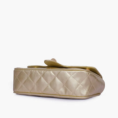 Golden quilted small shoulder bag with chain