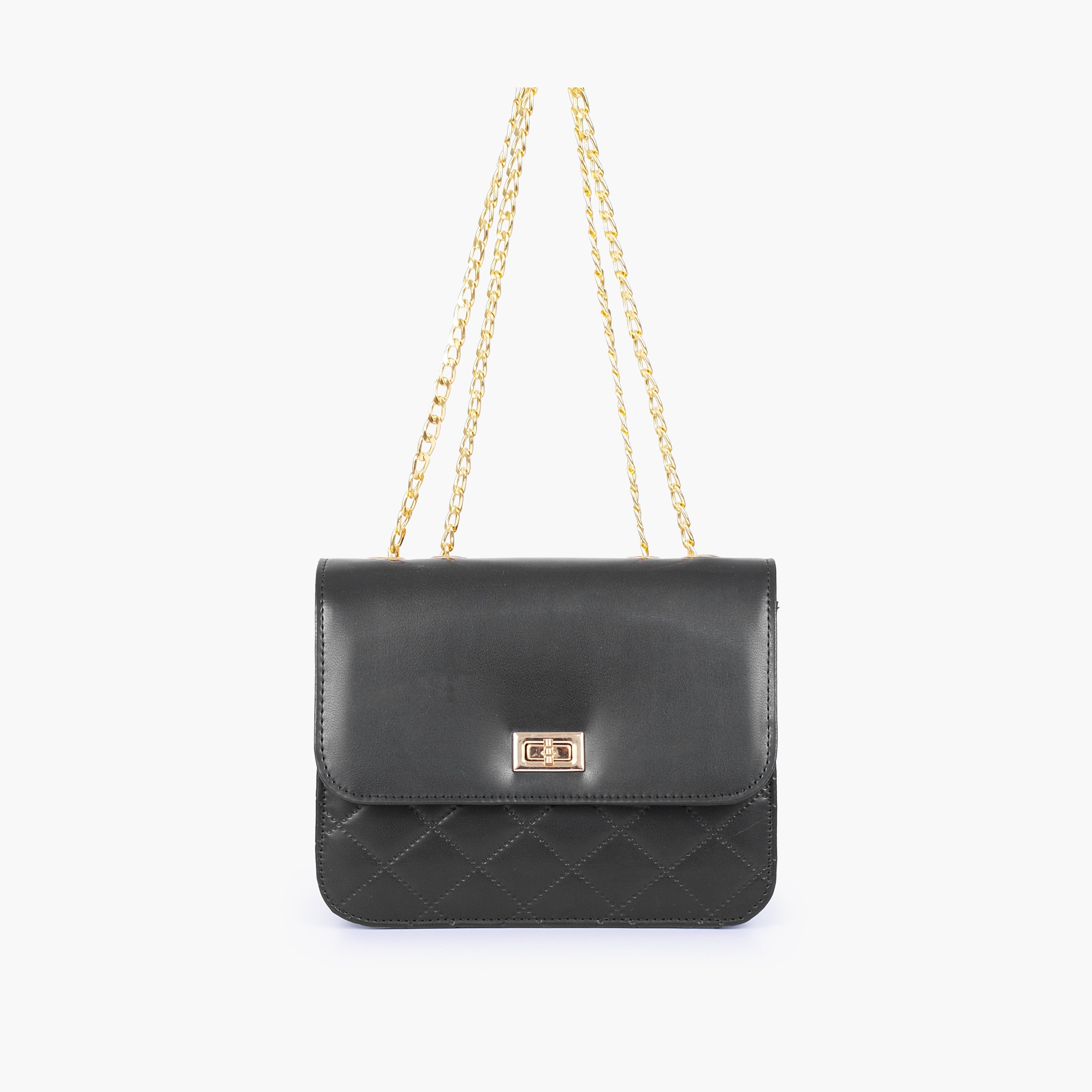 Black quilted chain cross-body bag