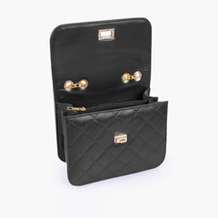 Black quilted chain cross-body bag