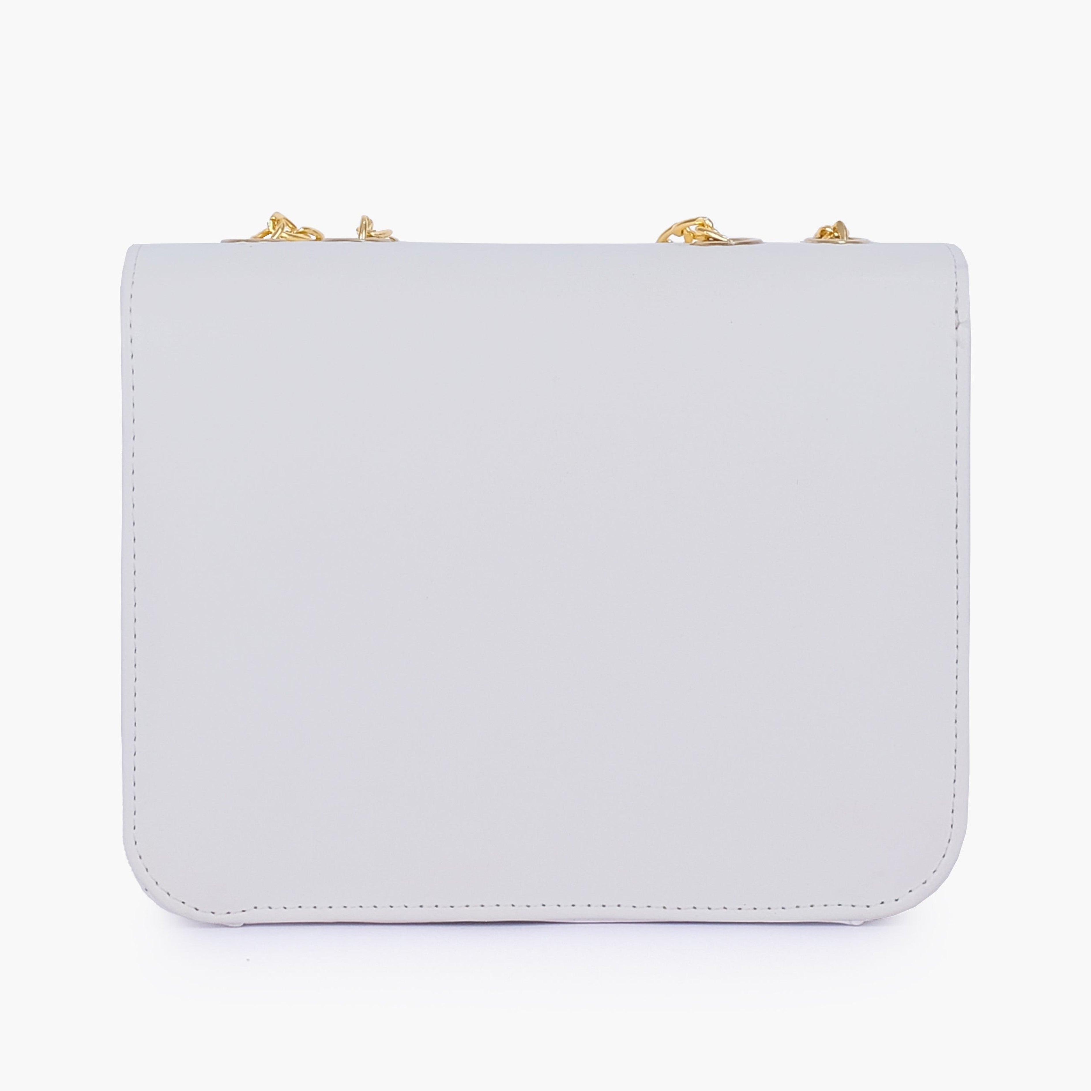 White quilted chain cross-body bag