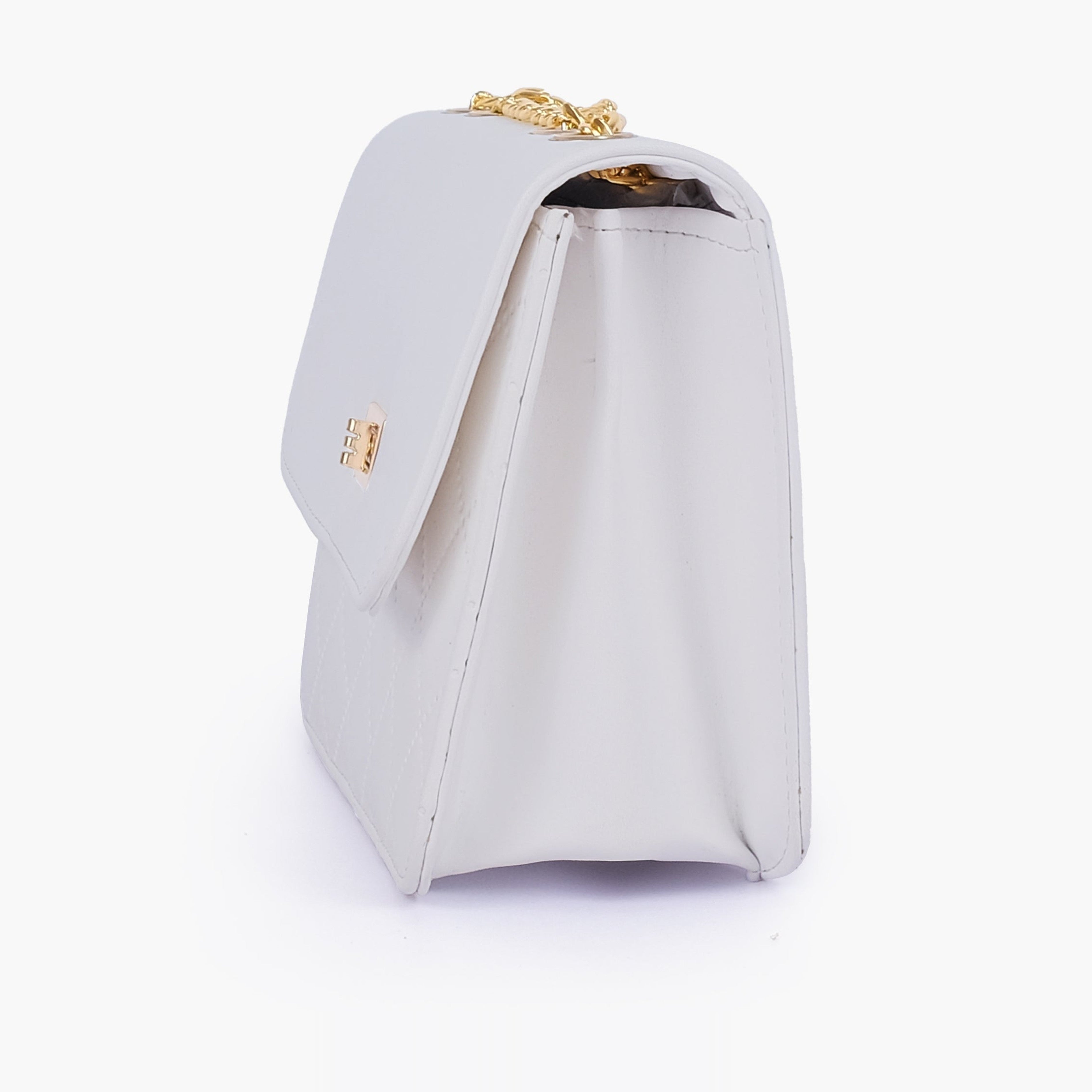 White quilted chain cross-body bag