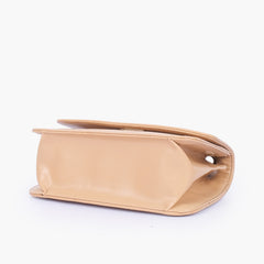 Beige quilted chain cross-body bag