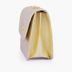Golden quilted chain cross-body bag