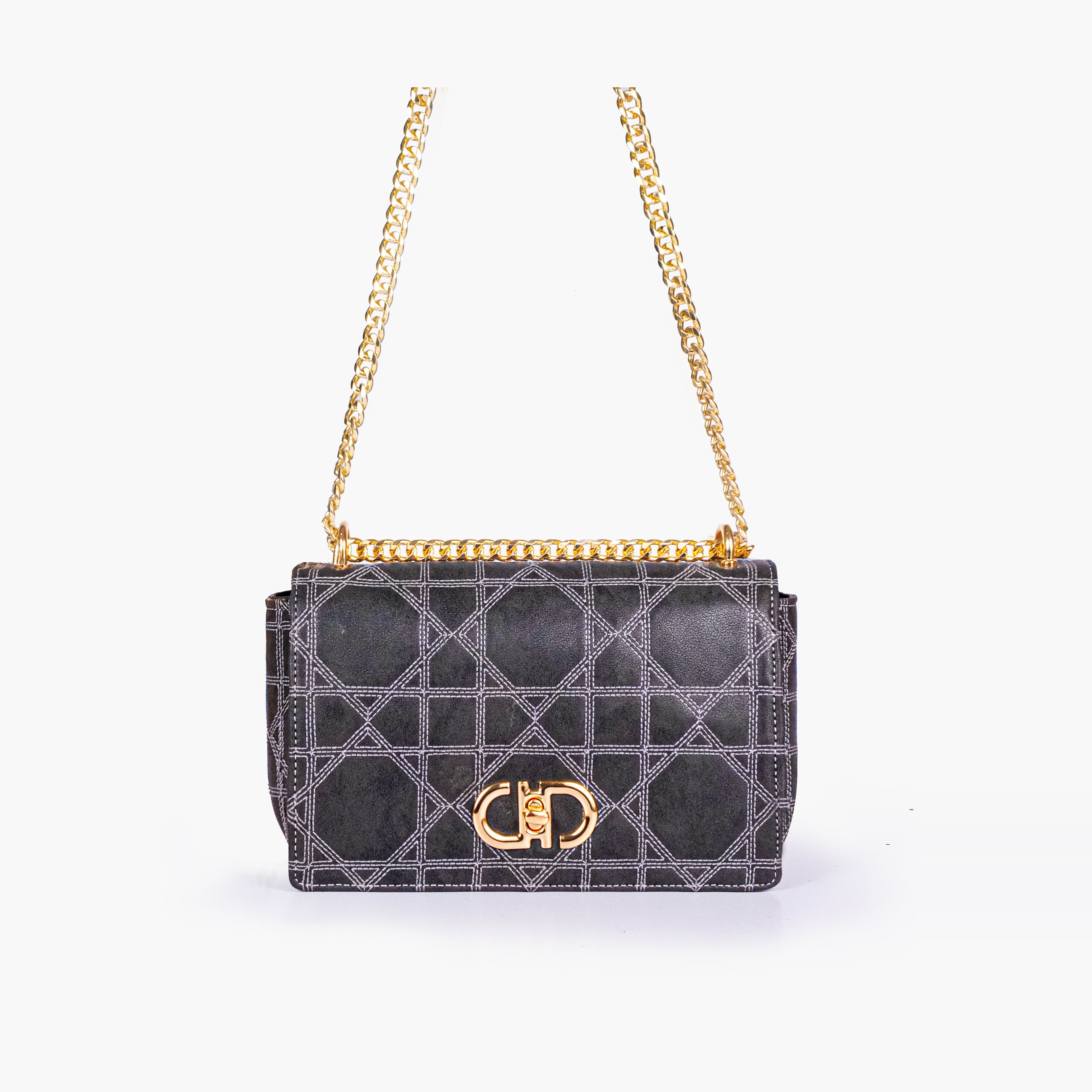 Black quilted chain purse