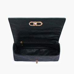 Navy blue quilted chain purse