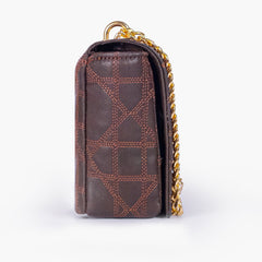Dark brown quilted chain purse