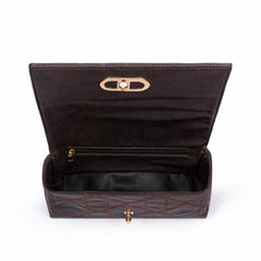 Dark brown quilted chain purse
