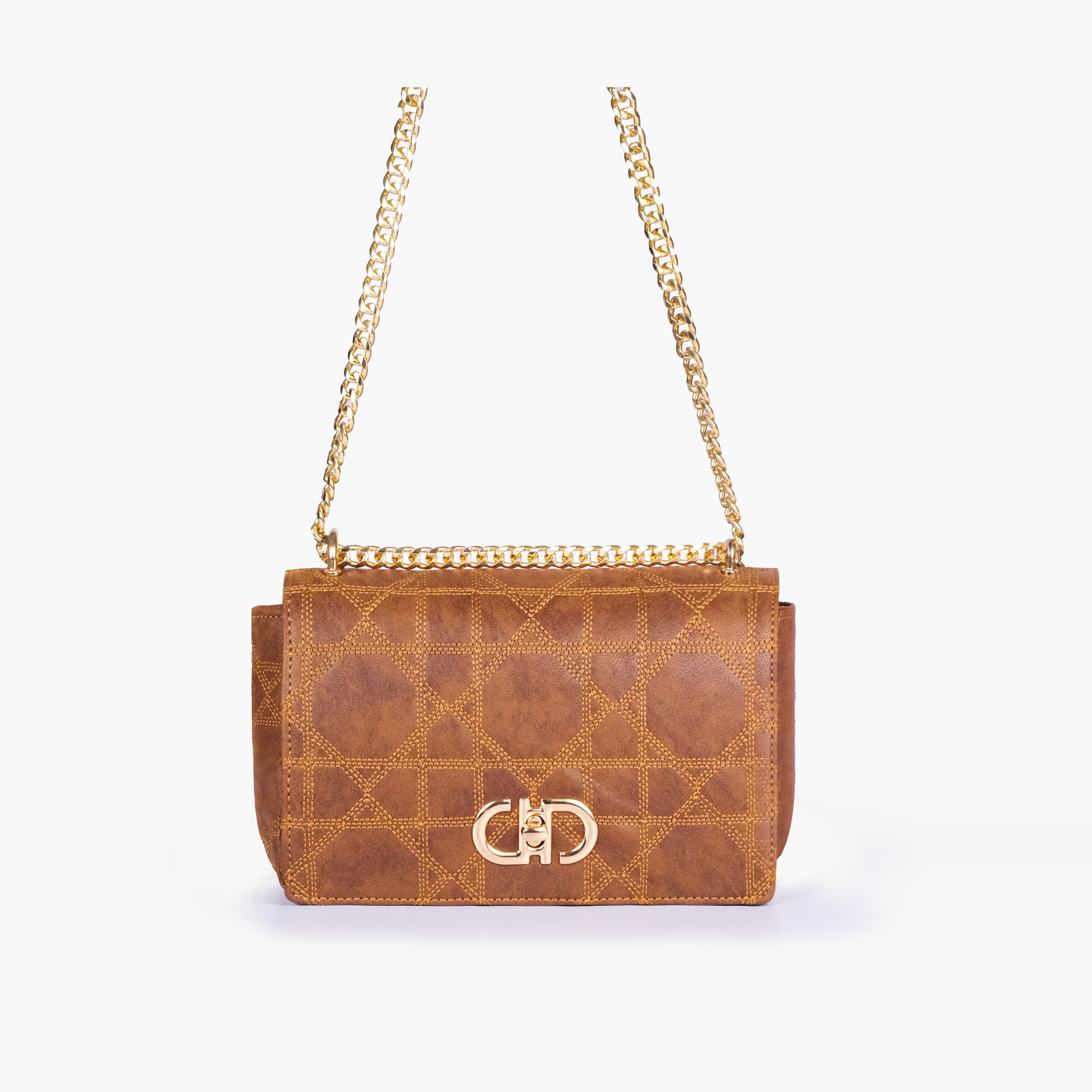 Brown quilted chain purse