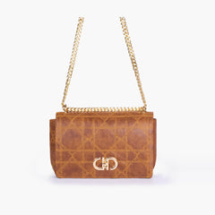 Brown quilted chain purse