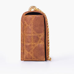 Brown quilted chain purse