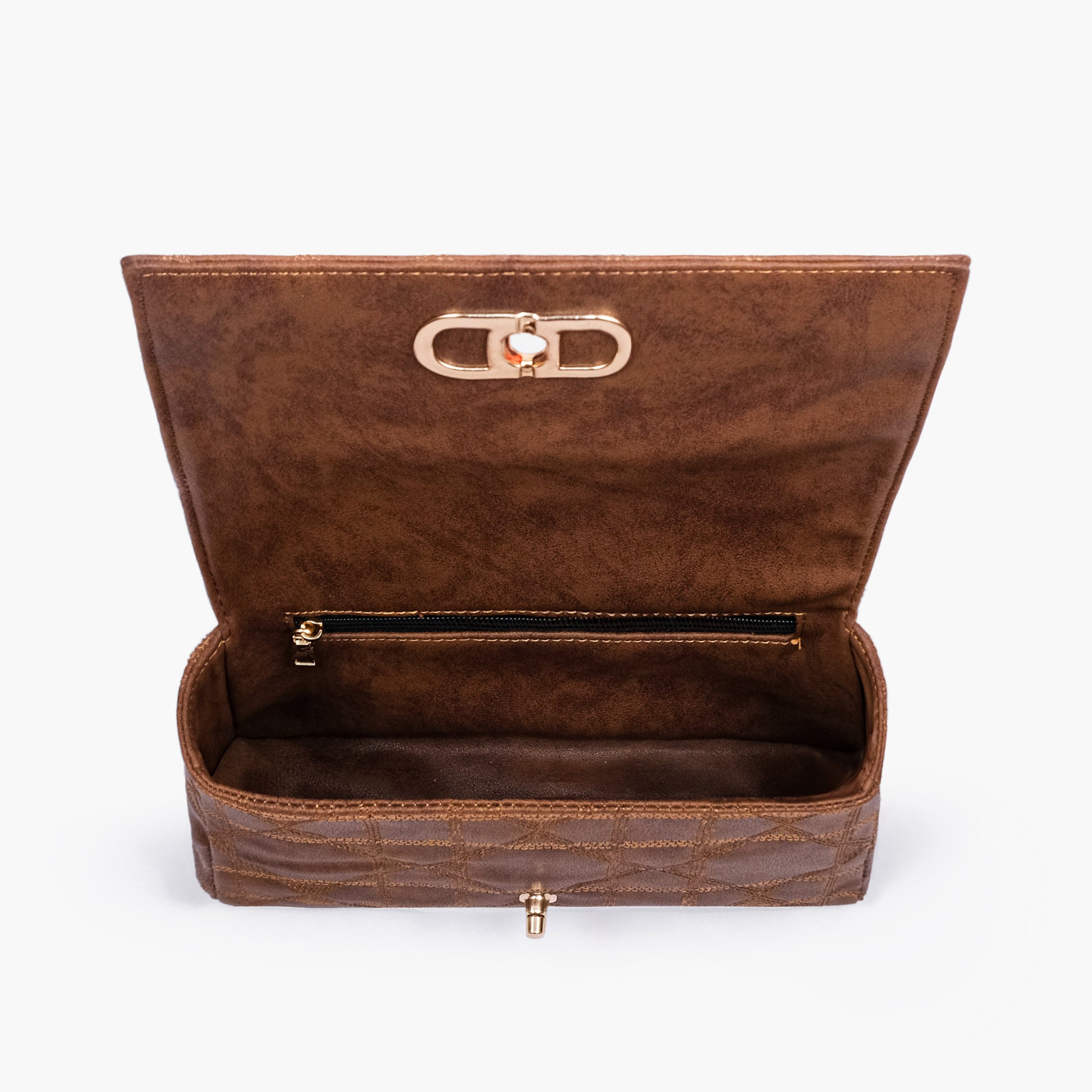 Brown quilted chain purse