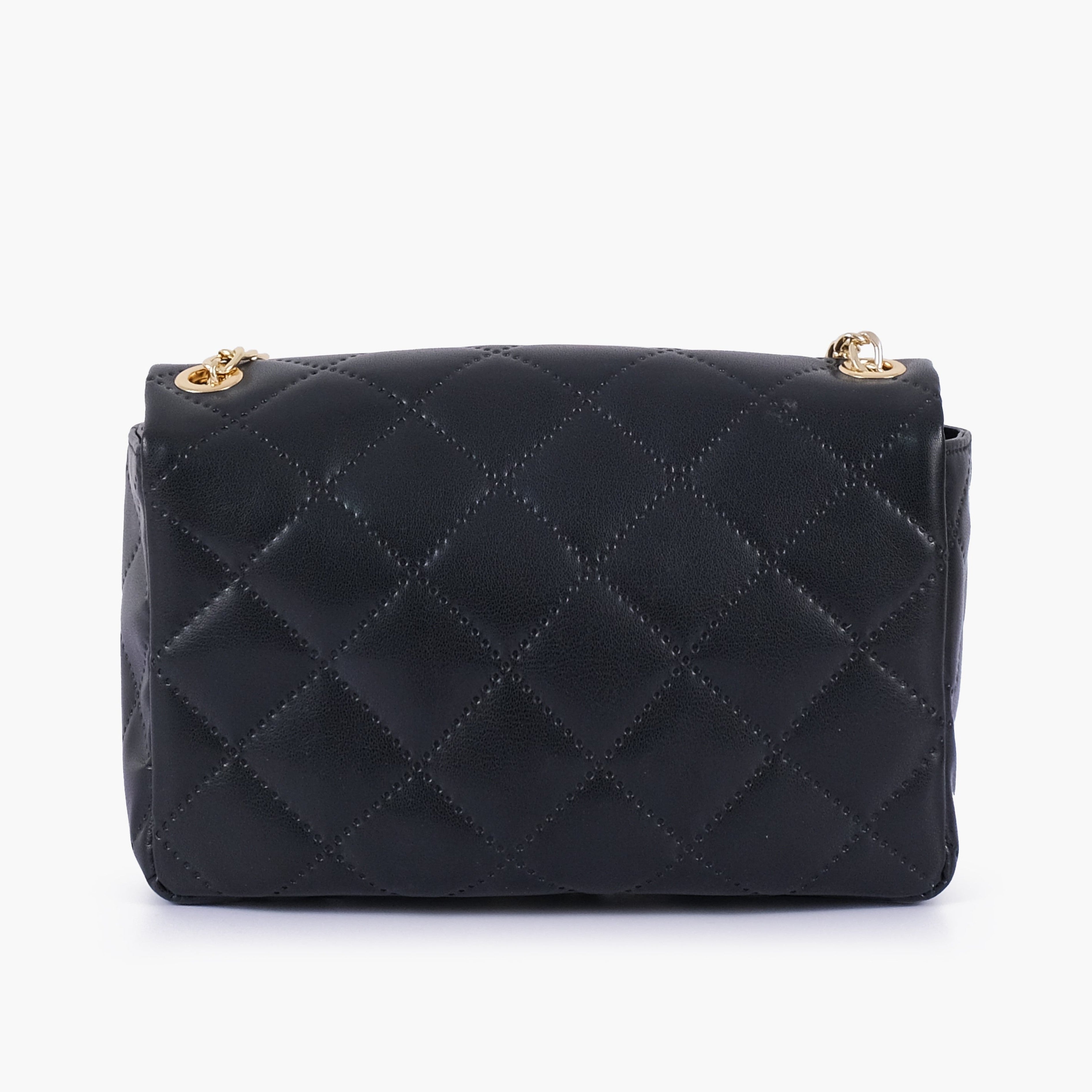 Black quilted mini bag with chain