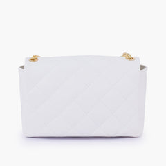 White quilted mini bag with chain
