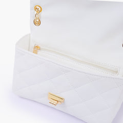 White quilted mini bag with chain