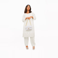 White quilted mini bag with chain