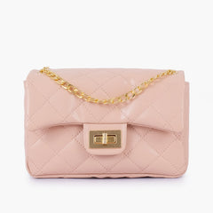 Baby pink quilted mini bag with chain