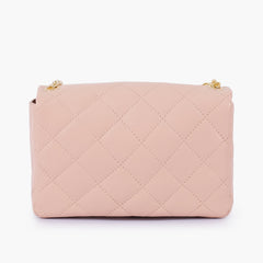Baby pink quilted mini bag with chain
