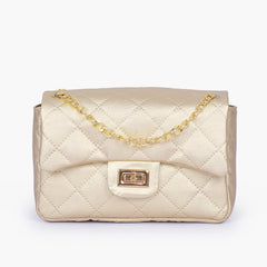 Golden quilted mini bag with chain