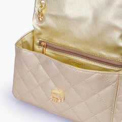 Golden quilted mini bag with chain
