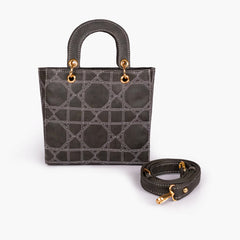 Black quilted mini tote bag