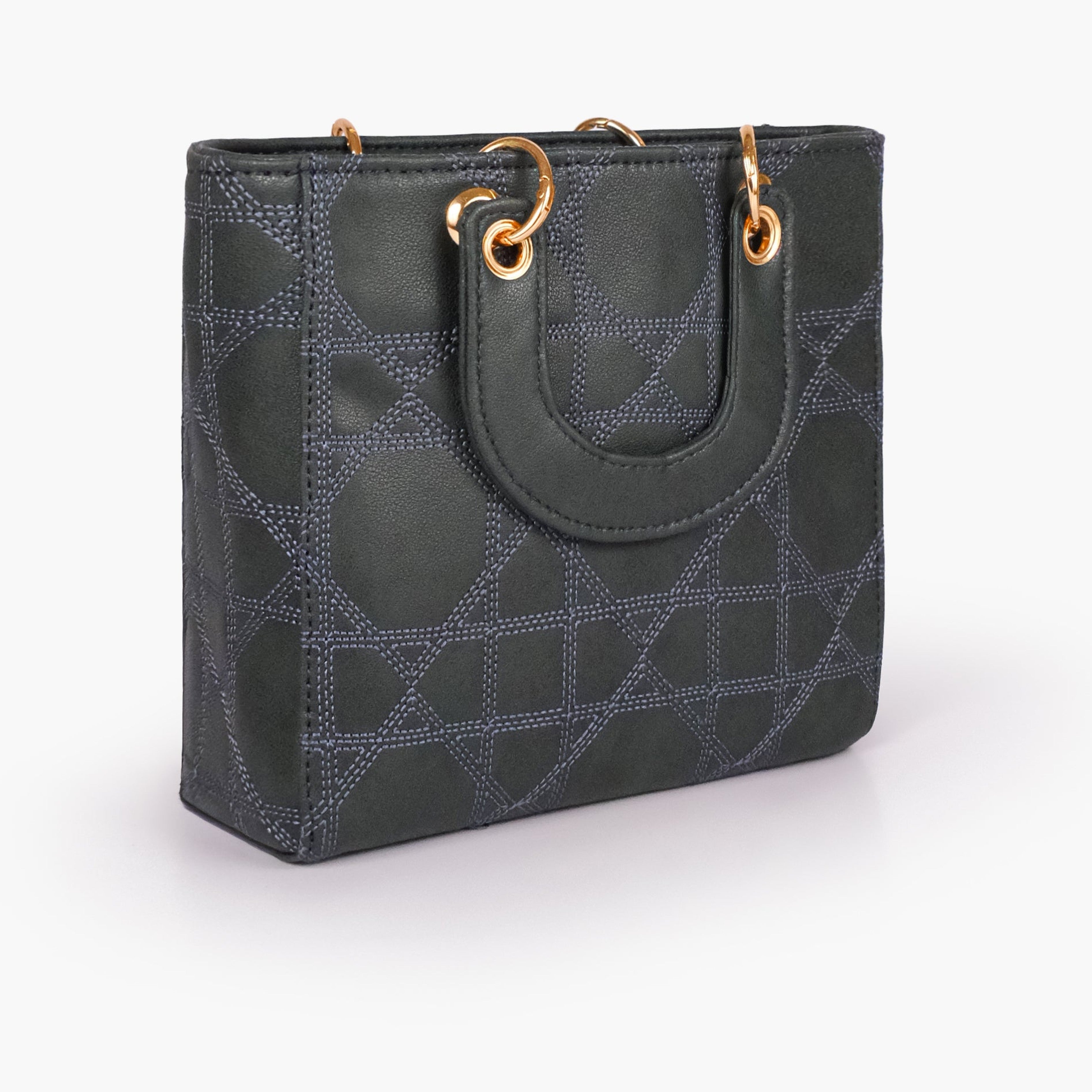 Navy blue quilted mini tote bag