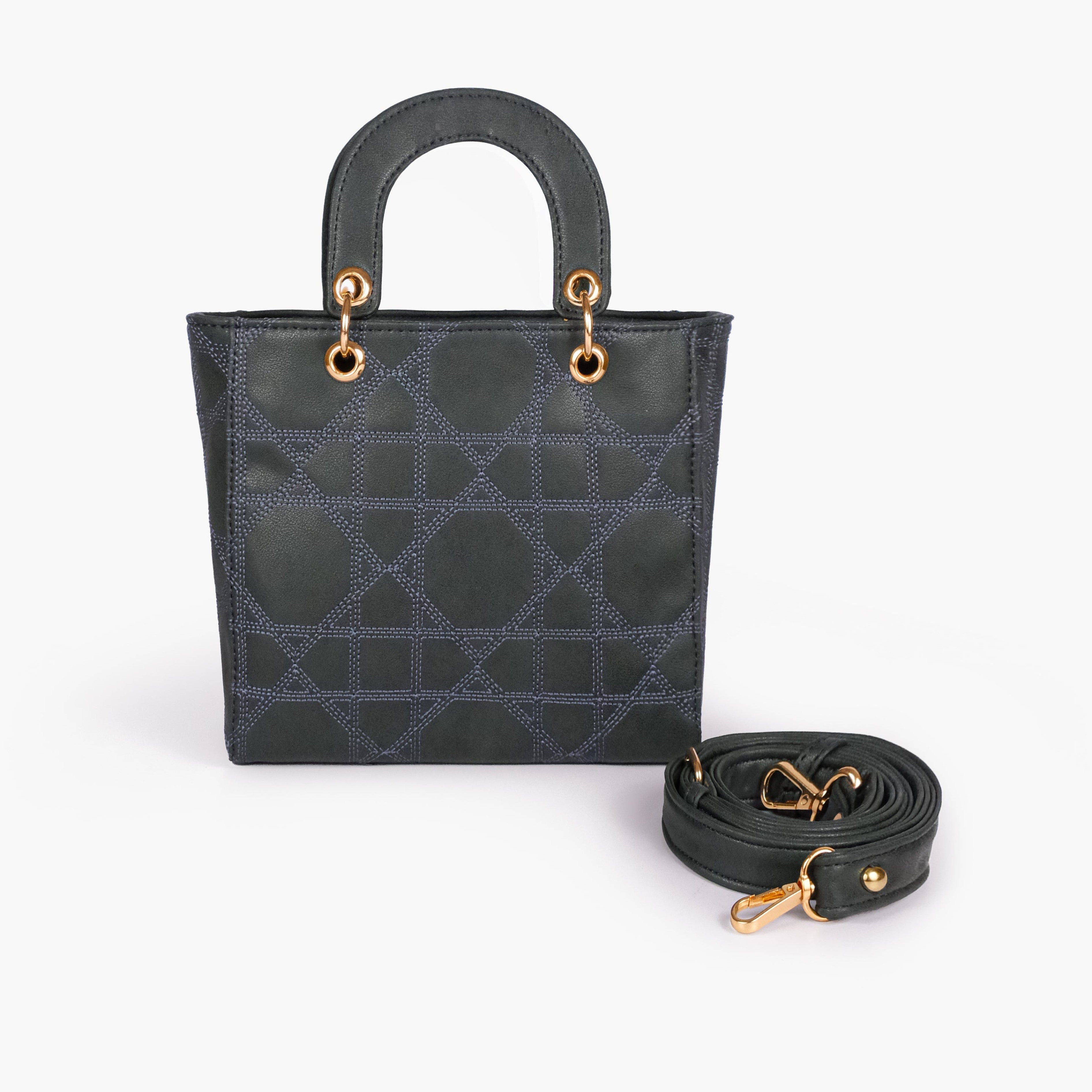 Navy blue quilted mini tote bag