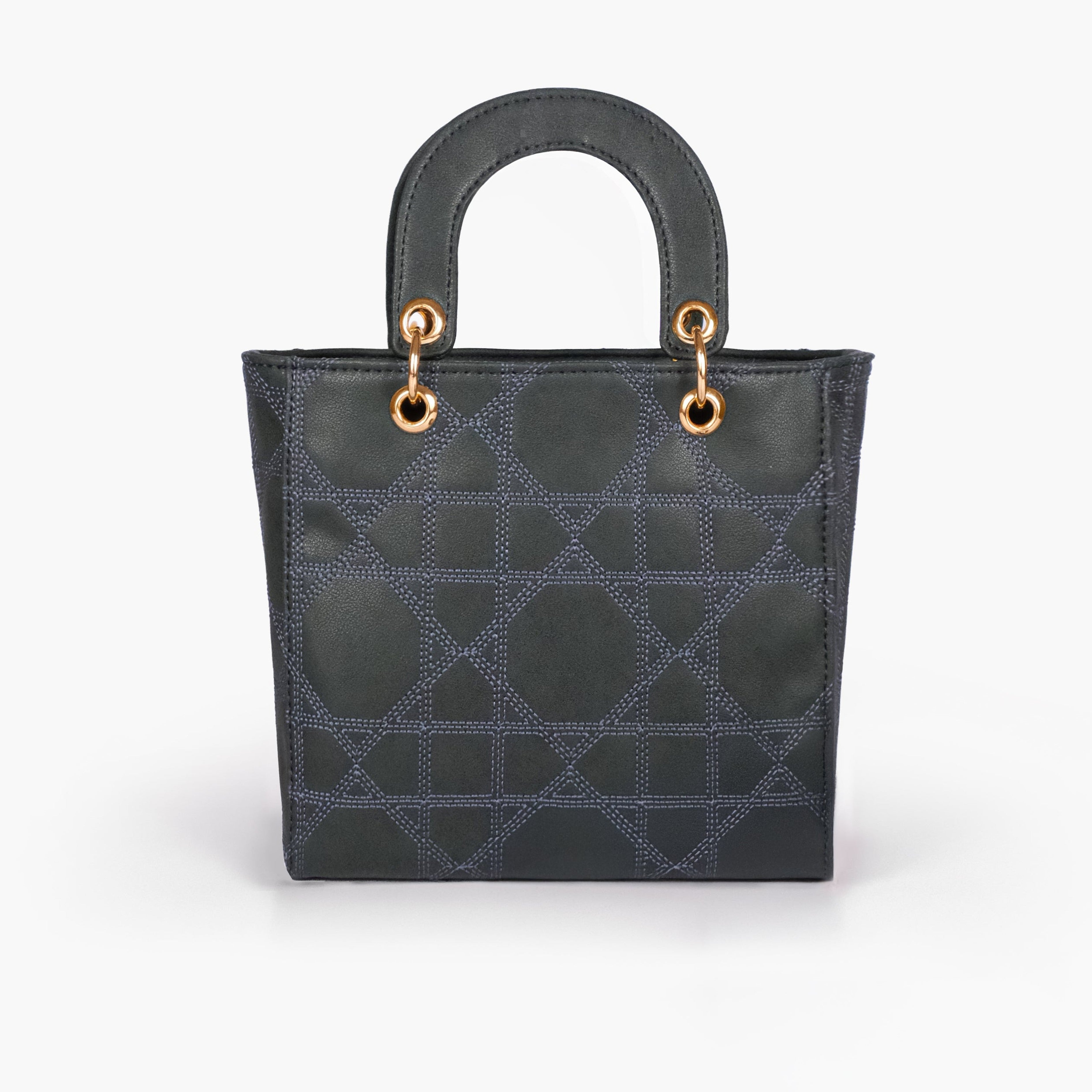 Navy blue quilted mini tote bag