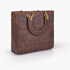 Dark brown quilted mini tote bag