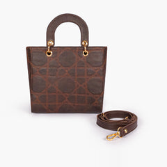 Dark brown quilted mini tote bag