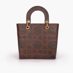 Dark brown quilted mini tote bag